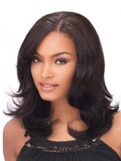 Pretty Medium Wavy African American Lace Wigs for Women 14 Inch
