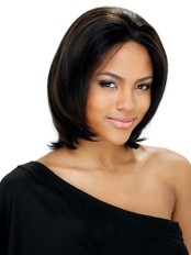 Medium Straight African American Lace Wigs for Women 12 Inch
