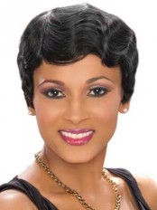Discount Short Wavy Black African American Lace Wigs