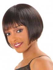 Glitter Short Straight Full Bang African American Wigs for Women 8 Inch