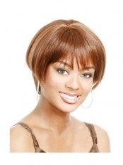 Concise Short Straight Full Bang African American Wigs for Women 6 Inch