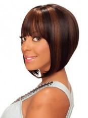 Amazing Short Straight Full Bang African American Wigs for Women