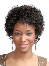 European Style Short Curly Side Bang African American Lace Wigs for Women