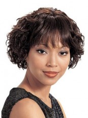 Chic Short Wavy Full Bang African American Wigs for Women