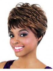 Mysterious Short Wavy Full Bang African American Wigs for Women