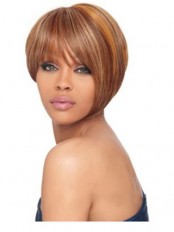 Dainty Short Straight Full Bang African American Wigs for Women