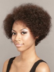 Delicate Short Curly Brown No Bang African American Lace Wigs