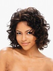 Popurlar Short Curly Sepia African American Lace Wigs for Women