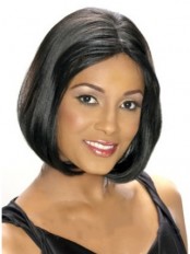 Glamorous Short Straight African American Lace Wigs for Women