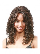 Best Medium Curly Brown Side Bang African American Lace Wigs