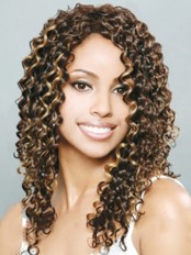 Wonderful Long Curly Brown No Bang African American Lace Wigs