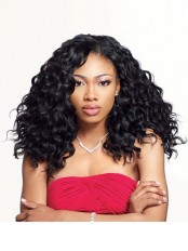 Grand Long Curly Black No Bang African American Lace Wigs