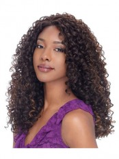The Fresh Long Curly Sepia No Bang African American Lace Wigs