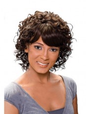 Lustrous Curly Side Bang African American Wigs for Women