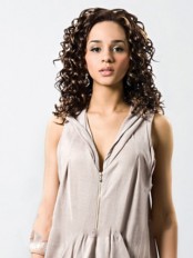 Concise Medium Curly No Bang African American Lace Wigs for Women