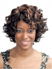 Affordable Curly Side Bang African American Lace Wigs for Women