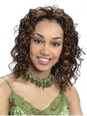 Stylish Medium Curly No Bang African American Lace Wigs for Women