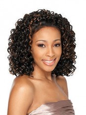 Adjustable Medium Curly No Bang African American Lace Wigs for Women 12 Inch 