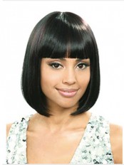Mysterious Short Straight Black African American Wigs for Women