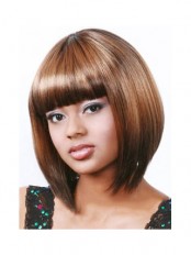 Discount Short Straight Blonde Full Bang African American Wigs