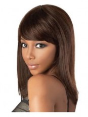 Ingenious Medium Straight Full Bang African American Wigs for Women