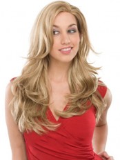 Up-to-date Long Wavy Blonde No Bang African American Lace Wigs