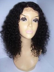 16" Lace Front Curly Human Hair Wig