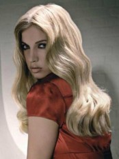 Luxurious Retro Hairstyle Long Wavy Lace Wig 100% Human Hair about 20 Inches