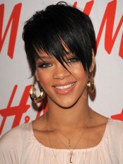 Rihannas Bangs Short Hairstyle Wig