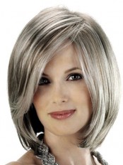 Angled Sides And Soft Beveled Nape Grey Wig
