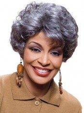 Short Curly Capless Grey Wig