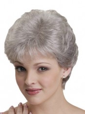 Short Synthetic Capless Straight Grey Wig