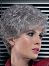 8" Classic Synthetic Lace Front Curly Grey Wig