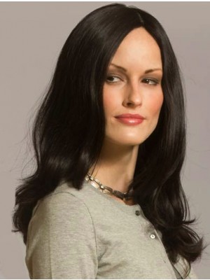Classic 18" Wavy Black Human Hair Wigs