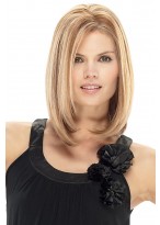 Straight Blonde Shoulder Length Remy Human Lace Wigs 