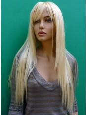 Long Straight Blonde Capless Wig