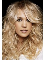 Carrie Underwood Blonde Long Wavy Synthetic Wig